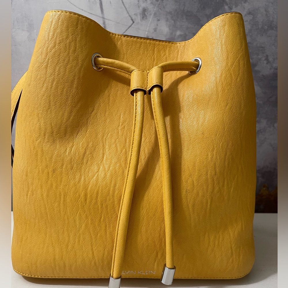 Calvin Klein yellow bucket bag